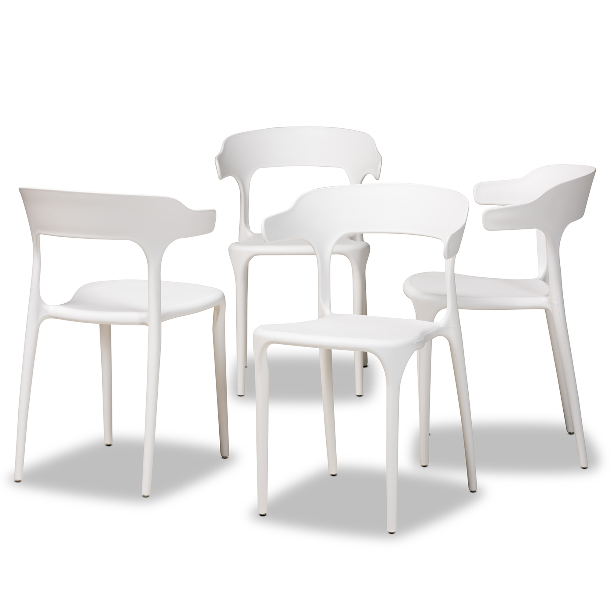 Baxton Studio Gould Modern Transtional White Plastic 4-Piece Dining Chair Set